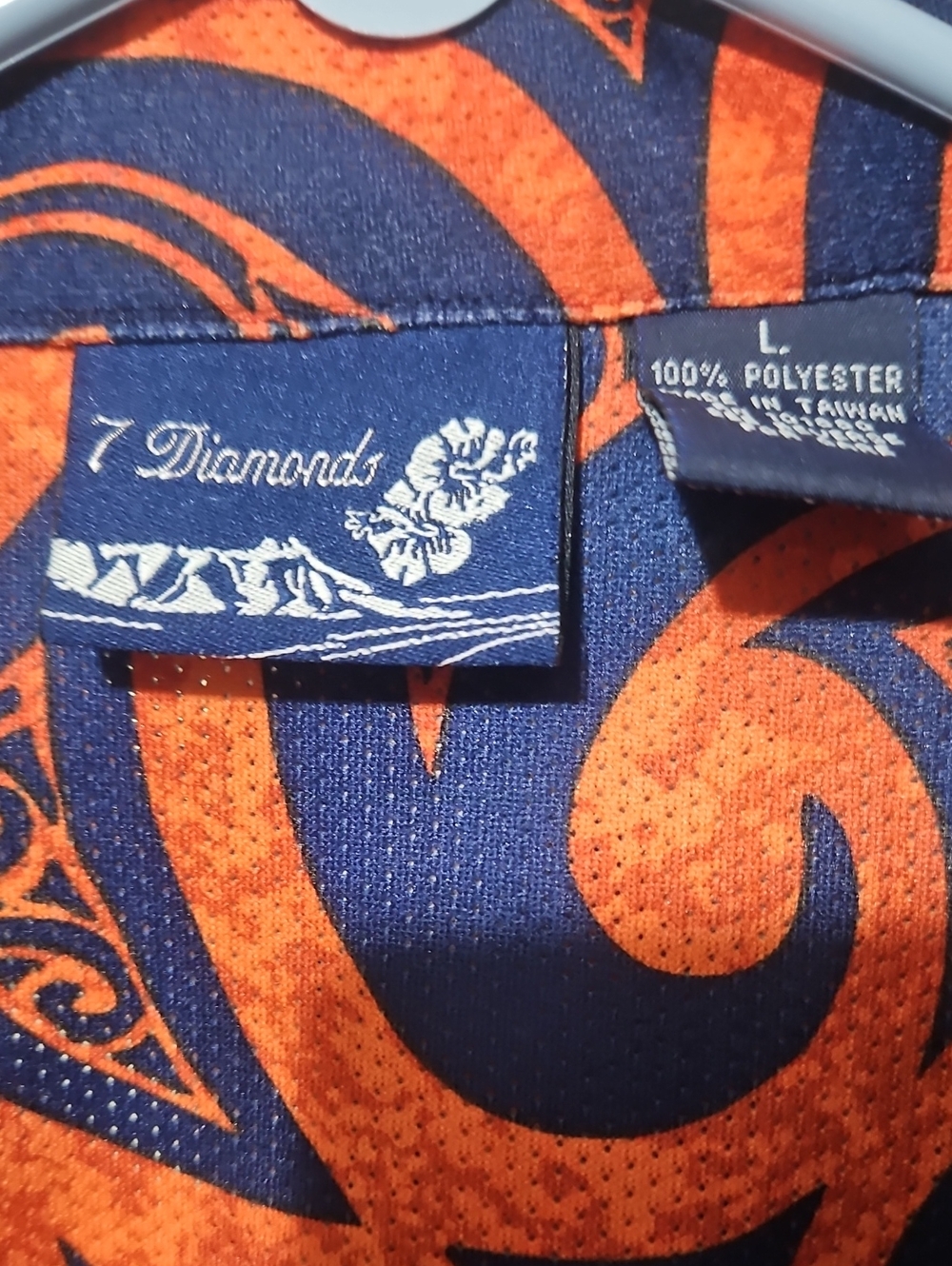 7 Diamonds Men's Orange and Navy Paisley Short Sleeve Button-Down Shirt - Picture 2 of 6